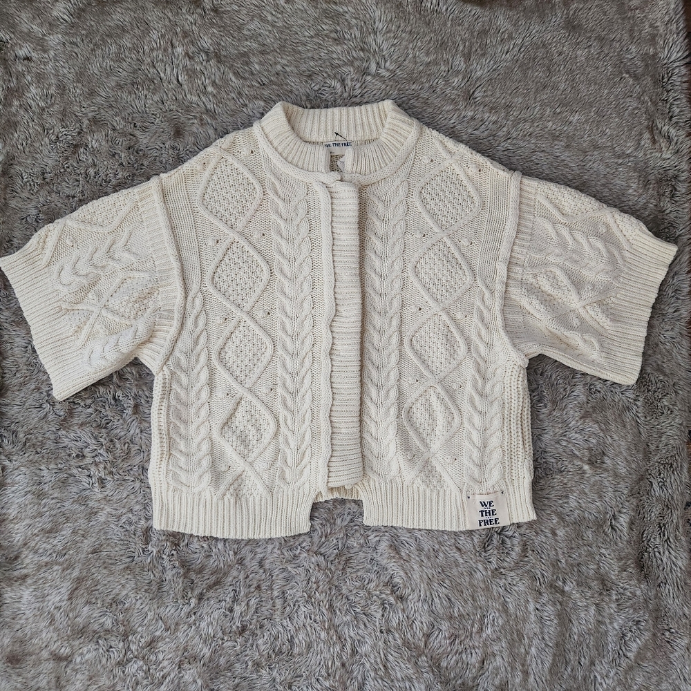 Free People We The Free Short Sleeve Cardigan Vanilla Ice Cream Women's Small